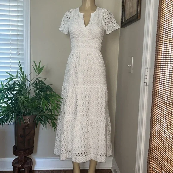 ANTHROPOLOGIE The Somerset Collection Eyelet Edition Maxi Dress White Size XXS - Picture 14 of 15
